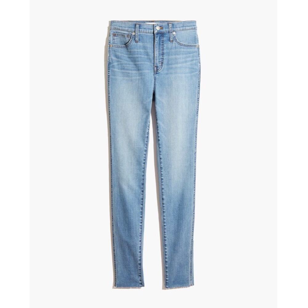 Madewell Jeans 10" High-Rise Skinny Blue Raw Hem & Pocket Edges Cotton Blend 32